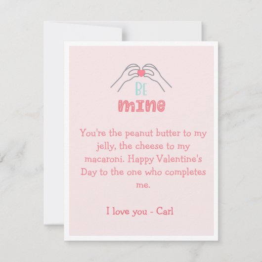 WERDEN SIE MINE - Valentinstag rosa Karte (Rückseite)