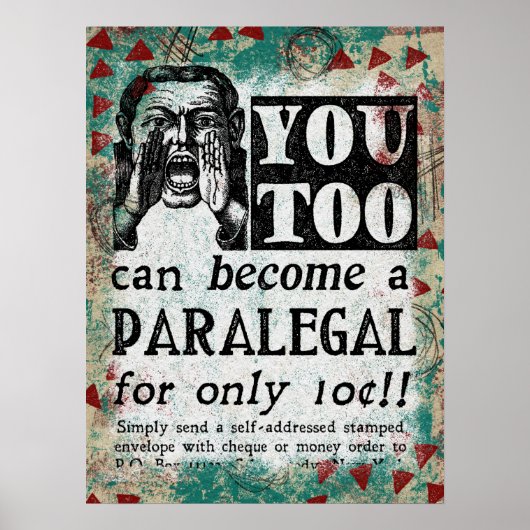 Werden Sie Paralegal - Funny Vintage Ad Poster (Vorne)
