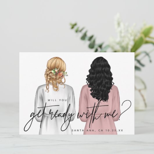 Werden Sie sich auf mich vorbereiten? Mädchen in R Einladung (Stehend Vorderseite)