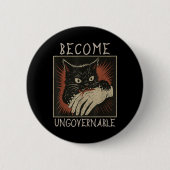 Werden Sie unregierbar Black Cat Meme Funny Biting Button (Vorderseite)