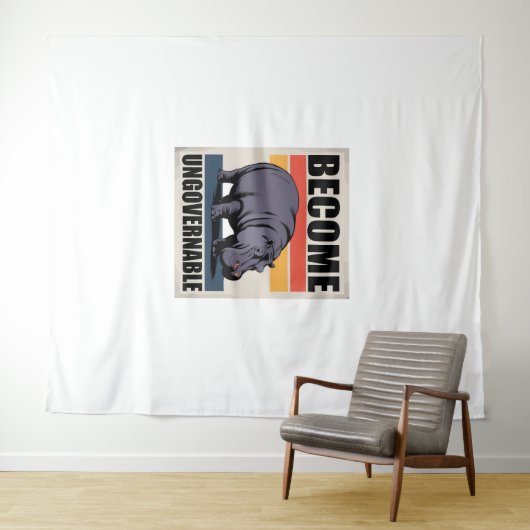 Werden Sie unregierbar lustiges Baby Hippo Moo Den Wandteppich (Beispiel (Horizontal))