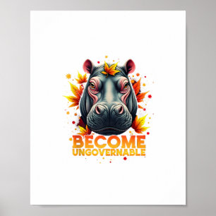 Werden Sie unregierbar Retro Baby Hippo Moo Deng A Poster