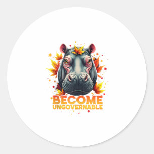 Werden Sie unregierbar Retro Baby Hippo Moo Deng A Runder Aufkleber