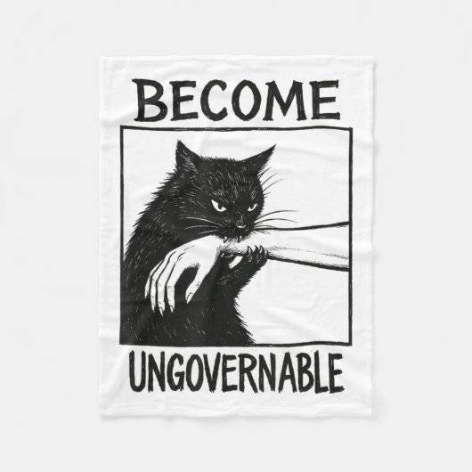 Werden Sie unregierbar schwarze Katze Biting Hand Fleecedecke (Vorderseite)