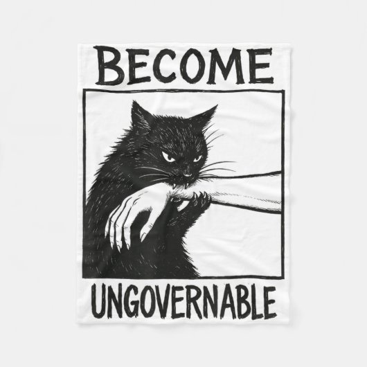 Werden Sie unregierbar schwarze Katze Biting Hand Fleecedecke (Vorderseite)