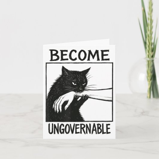 Werden Sie unregierbar schwarze Katze Biting Hand Karte (Vorderseite)