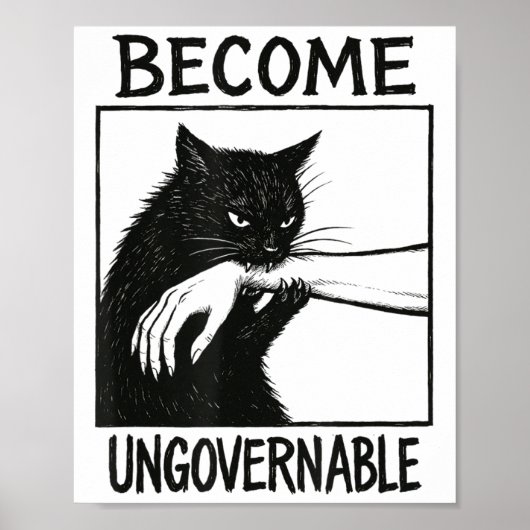 Werden Sie unregierbar schwarze Katze Biting Hand  Poster (Vorne)