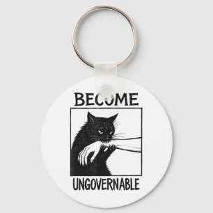 Werden Sie unregierbar schwarze Katze Biting Hand  Schlüsselanhänger