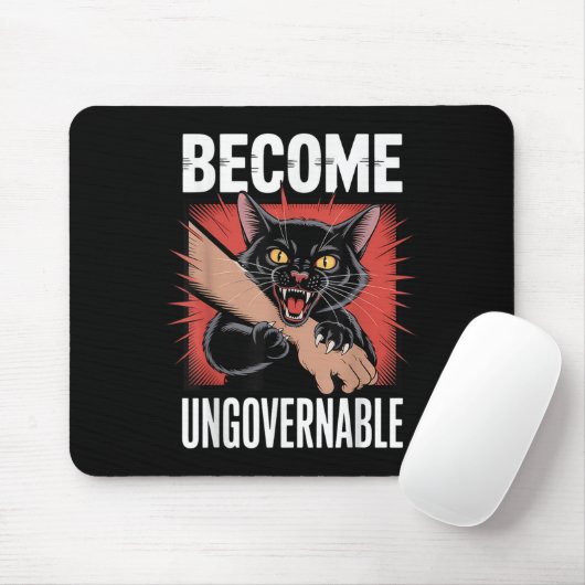 Werden Sie unregierbares Black Cat Funny Meme Rebe Mousepad (Mit Mouse)