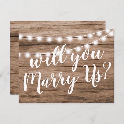 Werden Sie unser Beamter sein? | Rustic Marry Us Einladung (Vorne/Hinten)