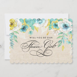 Werden Sie unser Blumenmädchen sein? Aquarellblume Einladung