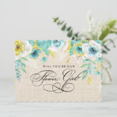 Werden Sie unser Blumenmädchen sein? Aquarellblume Einladung (Stehend Vorderseite)