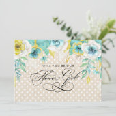 Werden Sie unser Blumenmädchen sein? Aquarellblume Einladung (Stehend Vorderseite)