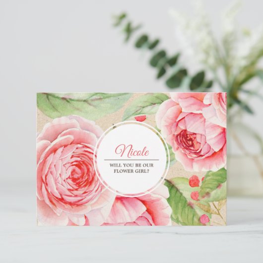 Werden Sie unser Blumenmädchen sein? Benutzerdefin Einladung (Stehend Vorderseite)