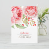 Werden Sie unser Blumenmädchen sein? Einladungskar Einladung (Stehend Vorderseite)