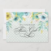 Werden Sie unser Blumenmädchen sein? Mint Floral B Einladung (Vorderseite)