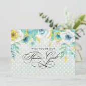 Werden Sie unser Blumenmädchen sein? Mint Floral B Einladung (Stehend Vorderseite)