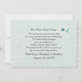 Werden Sie unser Blumenmädchen sein? Minzgelbe Blü Einladung (Rückseite)