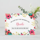 Werden Sie unser Blumenmädchen sein? Moderne Blume Einladung (Stehend Vorderseite)