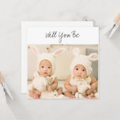 Werden Sie unser GodParent Twins Baby Foto sein? Karte (Vorderseite/Rückseite Beispiel)