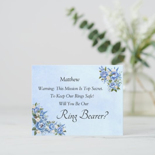 Werden Sie unser Rufträger sein? Blue Peony Card (Stehend Vorderseite)