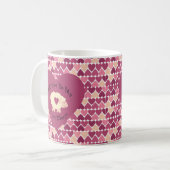 Werden wir mein Valentin sein? Herzhintergrund Kaffeetasse (Vorderseite Links)