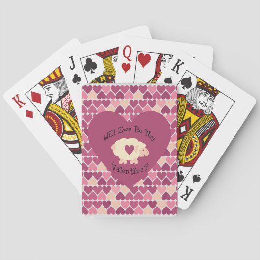 Werden wir mein Valentin sein? Herzhintergrund Spielkarten (Rückseite)
