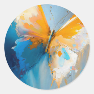 Werden zum Licht – Abstrakter Schmetterling in Bew Runder Aufkleber