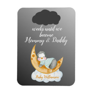 Werdende Eltern Baby Countdown Pinguin Schwarz Magnet