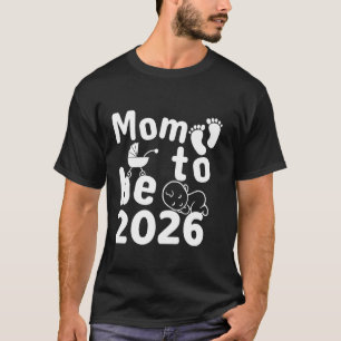 Werdende Mutter 2026 Baby-Kinderwagen Fußabdrücke T-Shirt