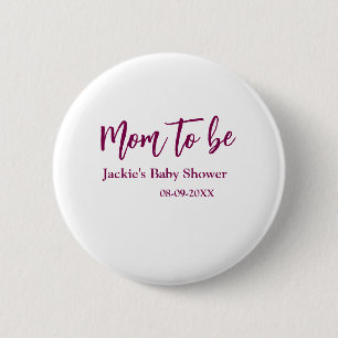 werdende Mutter Baby-Party Name Datum rosa einfach Button