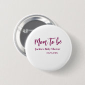 werdende Mutter Baby-Party Name Datum rosa einfach Button (Vorne & Hinten)