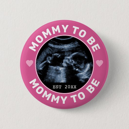 Werdende Mutter Benutzerdefiniertes Foto Baby Show Button (Vorderseite)