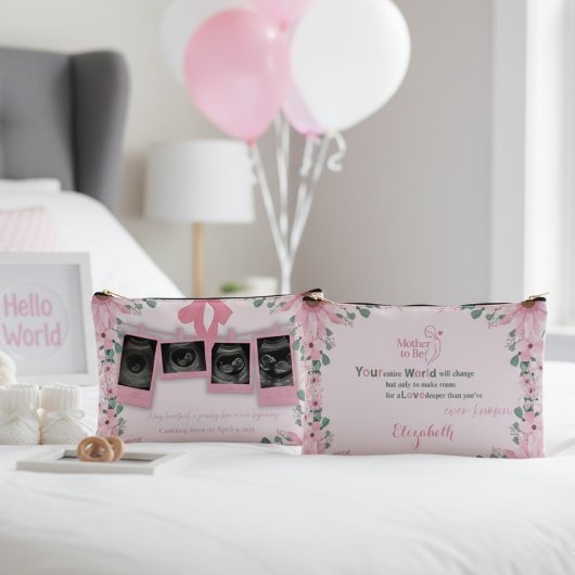 Werdende Mutter Florale Boho Moderne Typografie Zubehörtasche