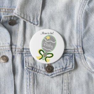 Werdende Mutter Gelber Stern Grüner Schleife Baby Button