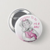 Werdende Mutter Mädchen Elefant | Babyparty Button (Vorne & Hinten)