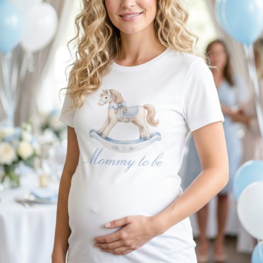 Werdende Mutter mit Schaukelpferd Tri-Blend Shirt