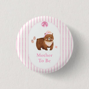 Werdende Mutter Rosa Streifen Bearly Wait Babypart Button