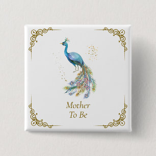 Werdende Mutter Vintage Elegante Pfau Baby-Party Button
