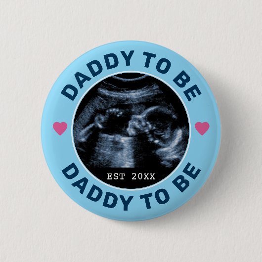 Werdender Vater, benutzerdefiniertes Foto-Baby-Sho Button (Vorderseite)