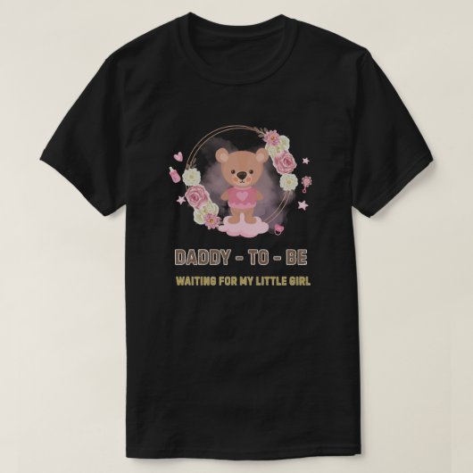 Werdender-Vater-Rosa-Teddybär T-Shirt (Design vorne)