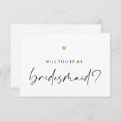 Werdet ihr mein Bridesmaid-Modernes Script Gold He Einladung (Vorne/Hinten)