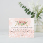 Werdet ihr meine Bridesmädchen Rose Blush Glitzer  Einladungspostkarte (Stehend Vorderseite)