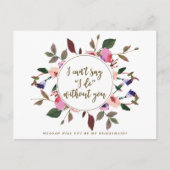 Werdet ihr meine Bridesmädchenkarte sein, rosa lil Postkarte (Vorderseite)