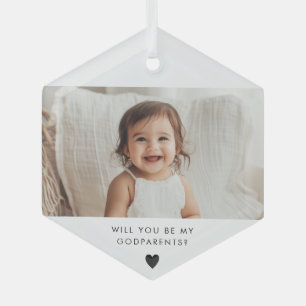 Werdet ihr unsere Patenonkel und Patentante Foto V Ornament Aus Glas