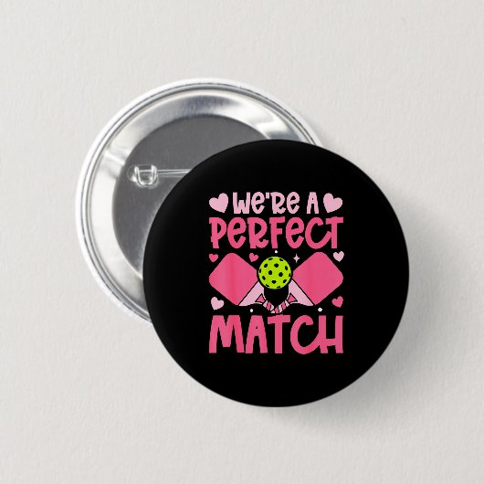 We're A Match Ckleball Couple Paddle Hearts Valent Button (Vorne & Hinten)