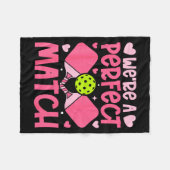 We're A Match Ckleball Couple Paddle Hearts Valent Fleecedecke (Vorderseite (Horizontal))