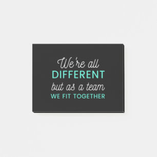 We're all different but as a team we fit together post-it klebezettel