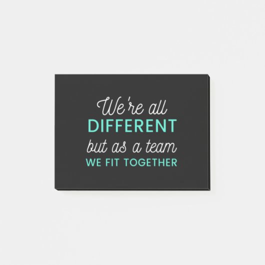 We're all different but as a team we fit together post-it klebezettel (Vorderseite)