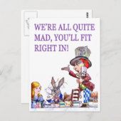 We're all quite mad, you'll fit right in! postkarte (Vorne/Hinten)